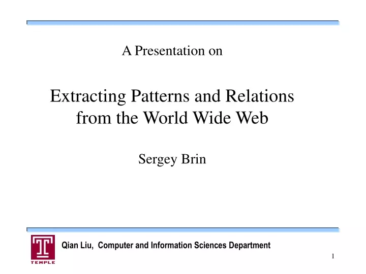 a presentation on extracting patterns