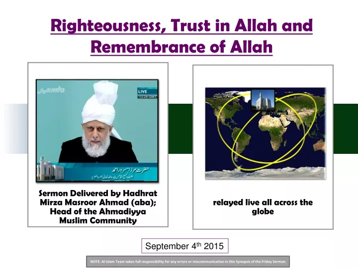 righteousness trust in allah and remembrance