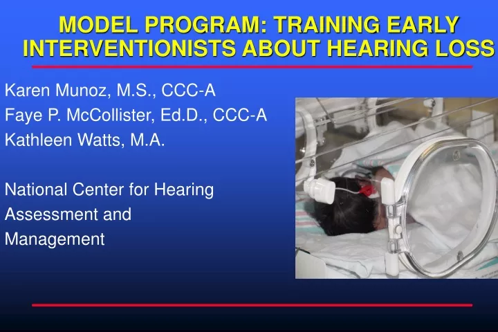 model program training early interventionists about hearing loss