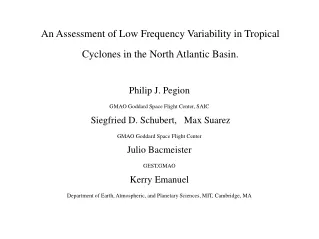 An Assessment of Low Frequency Variability in Tropical Cyclones in the North Atlantic Basin.