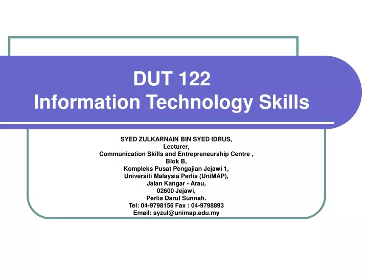 dut 122 information technology skills