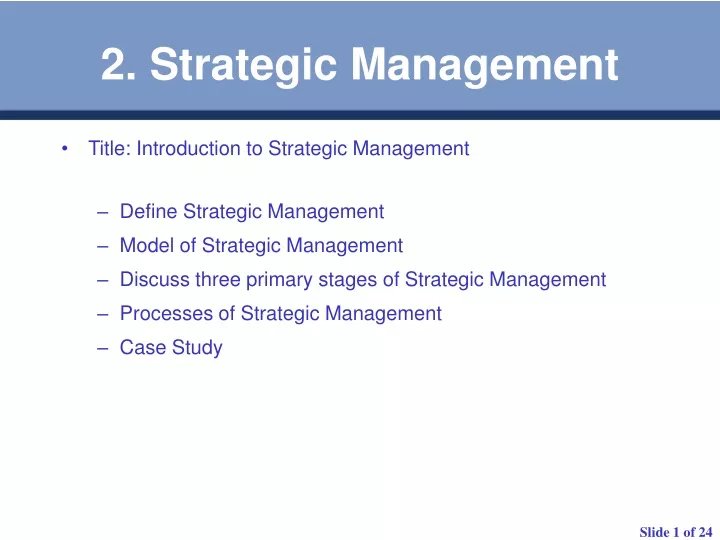 2 strategic management