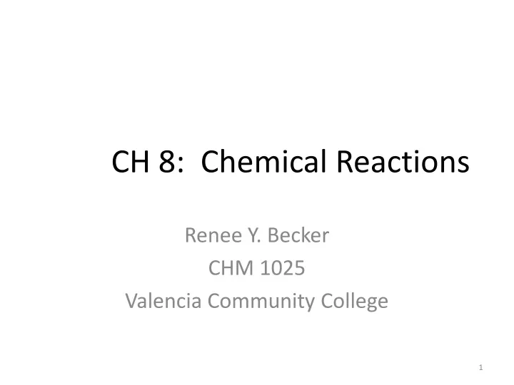 ch 8 chemical reactions
