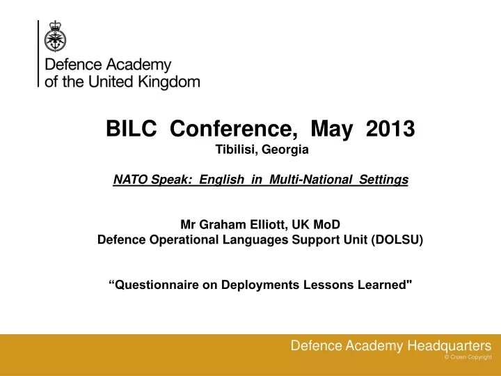 bilc conference may 2013 tibilisi georgia nato