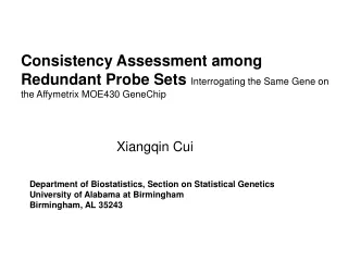 Department of Biostatistics, Section on Statistical Genetics  University of Alabama at Birmingham