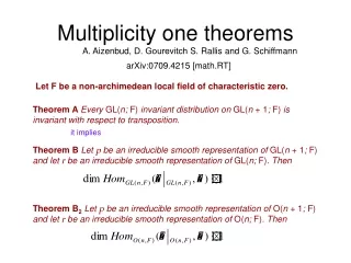 Multiplicity one theorems