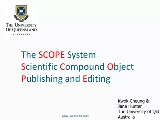 The  SCOPE  System S cientific  C ompound  O bject P ublishing and  E diting