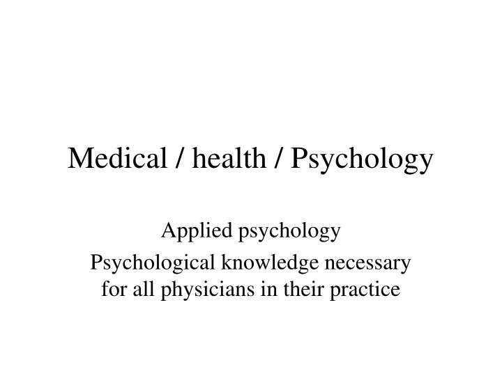 medical health psychology