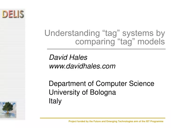 david hales www davidhales com department of computer science university of bologna italy
