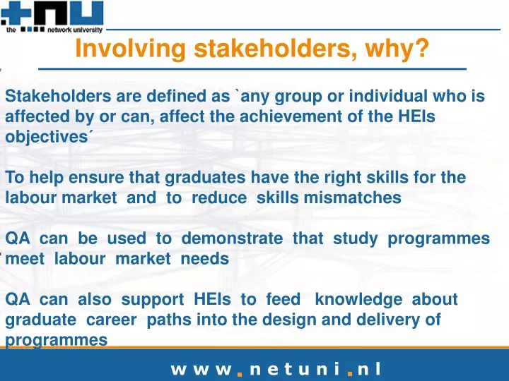 involving stakeholders why