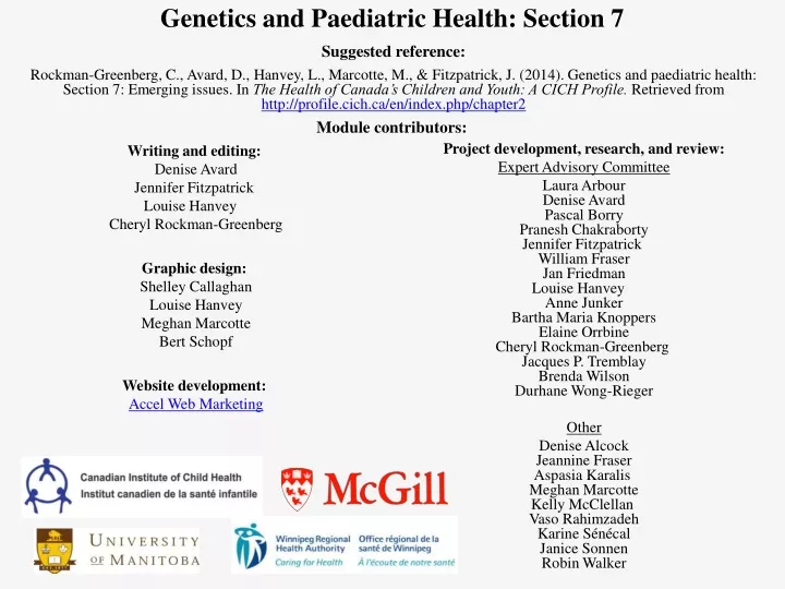 genetics and paediatric health section 7