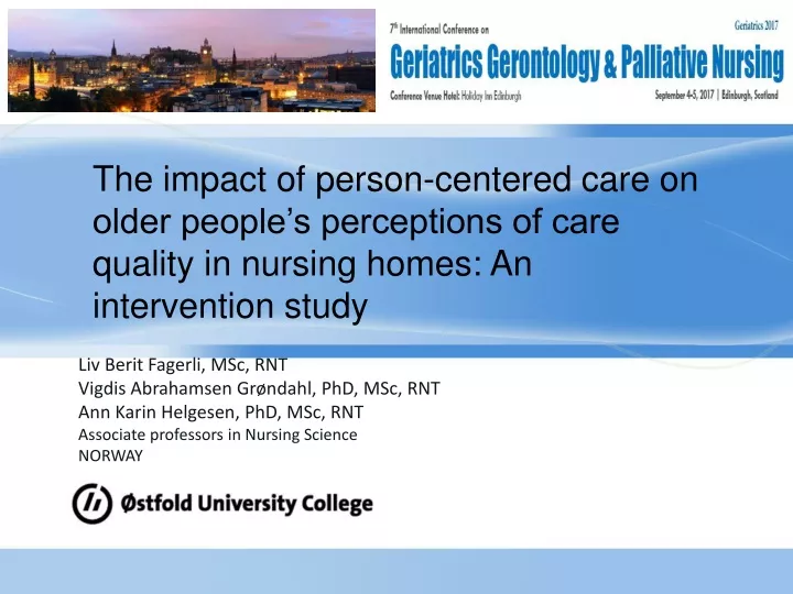 the impact of person centered care on older