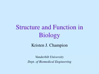 Structure and Function in Biology