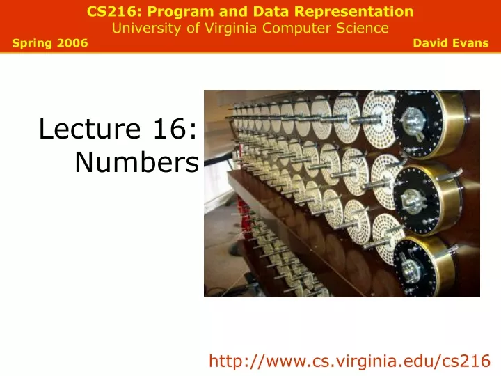 cs216 program and data representation university