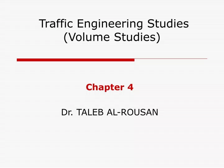 traffic engineering studies volume studies