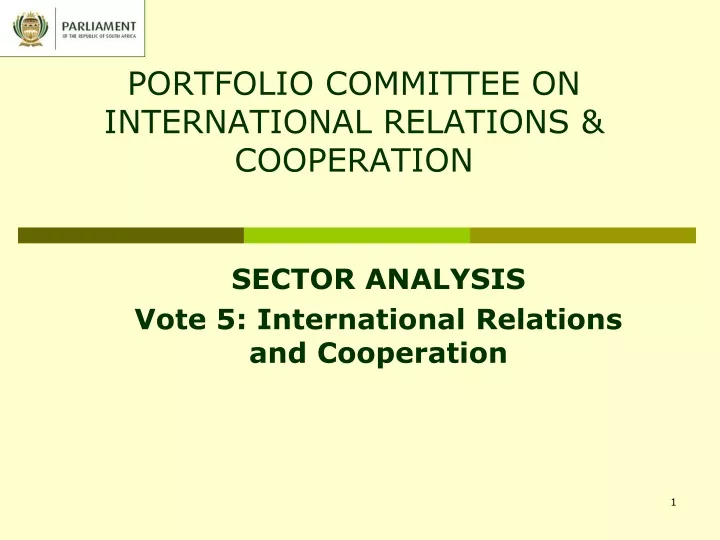 portfolio committee on international relations cooperation