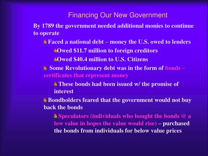 financing our new government
