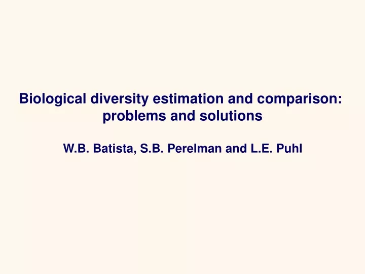 biological diversity estimation and comparison