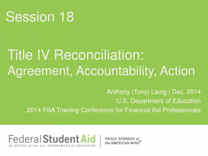 title iv reconciliation agreement accountability action