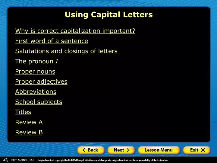 using capital letters