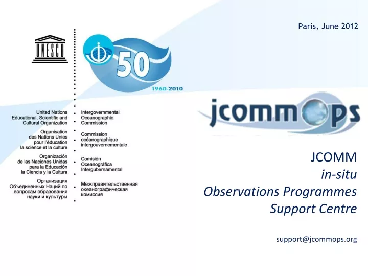 jcomm in situ observations programmes support centre support@jcommops org