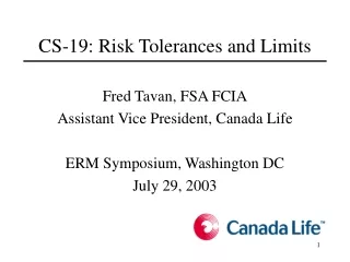CS-19: Risk Tolerances and Limits