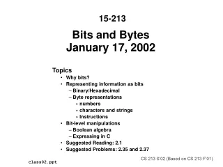 Bits and Bytes January 17, 2002