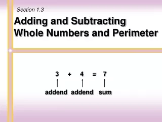 Adding and Subtracting  Whole  Numbers and Perimeter