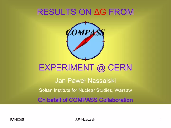 results on g from experiment @ cern jan pawe
