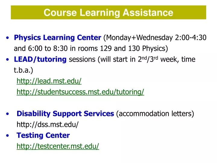 course learning assistance