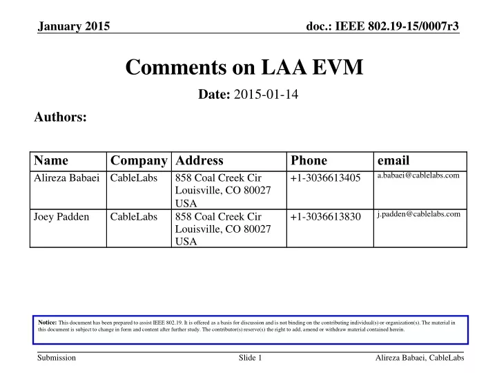 comments on laa evm