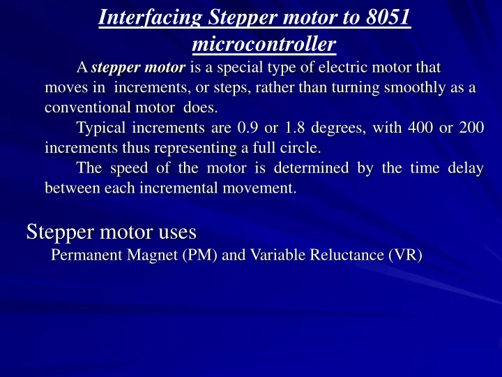 interfacing stepper motor to 8051 microcontroller