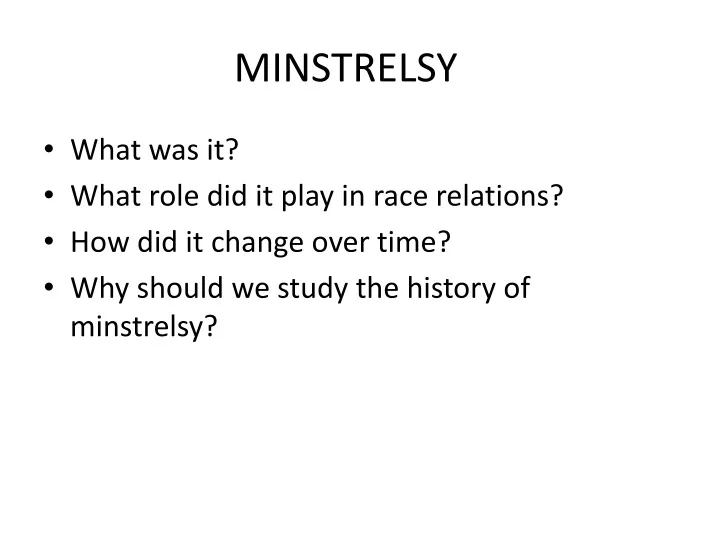 minstrelsy