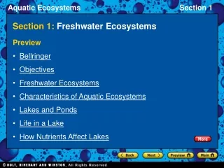 Section 1:  Freshwater Ecosystems