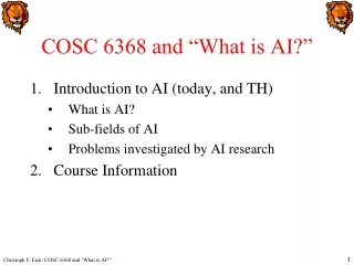 COSC 6368 and “What is AI?”