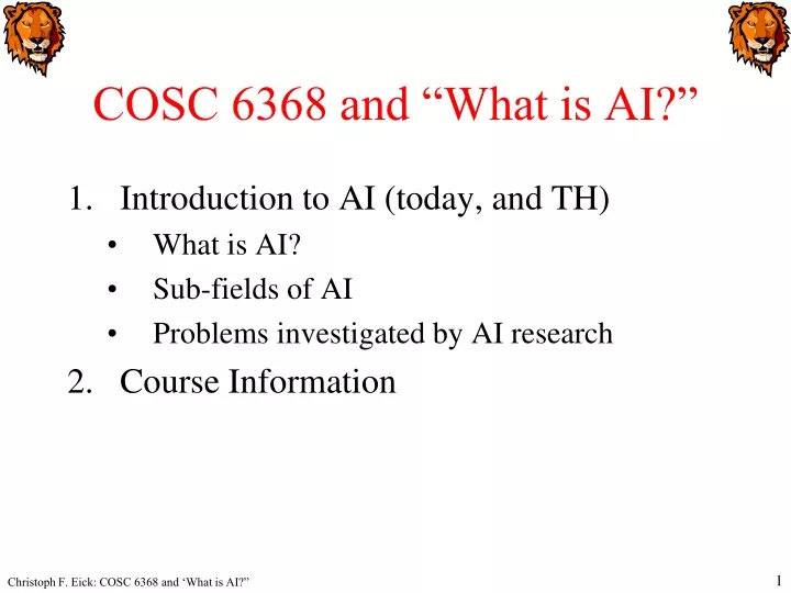 cosc 6368 and what is ai