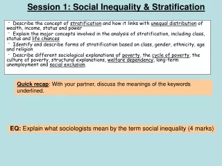 Session 1: Social Inequality &amp; Stratification