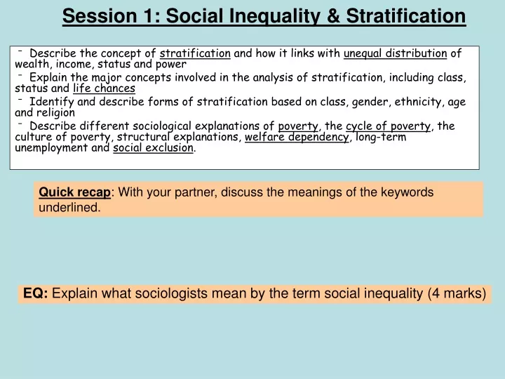 session 1 social inequality stratification