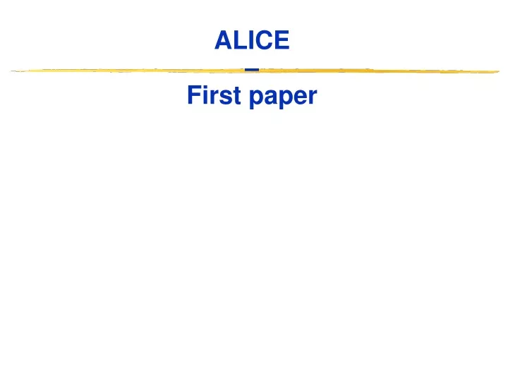 alice first paper