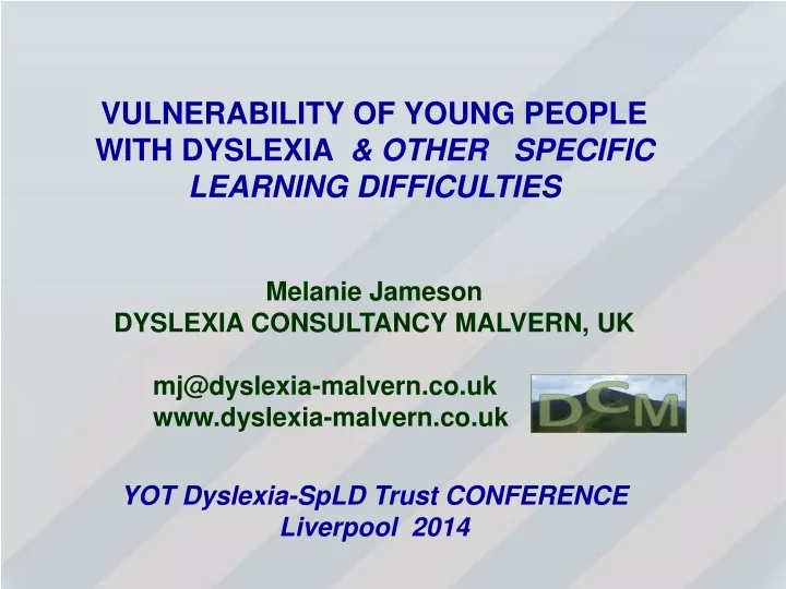 vulnerability of young people with dyslexia other