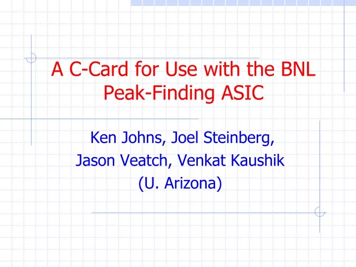a c card for use with the bnl peak finding asic