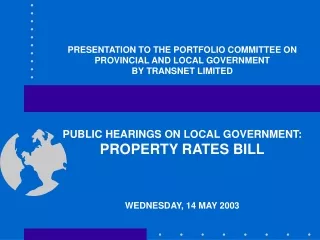 PRESENTATION TO THE PORTFOLIO COMMITTEE ON PROVINCIAL AND LOCAL GOVERNMENT  BY TRANSNET LIMITED