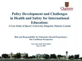 Risk and Responsibility for Education Abroad Programmes:  The Caribbean Perspective