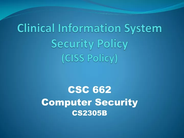 clinical information system security policy ciss policy