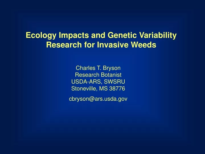 ecology impacts and genetic variability research
