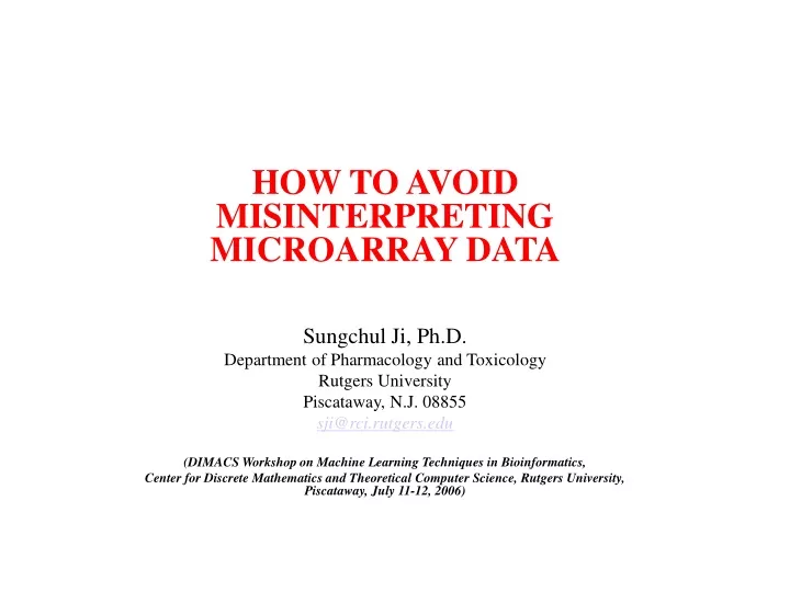 how to avoid misinterpreting microarray data