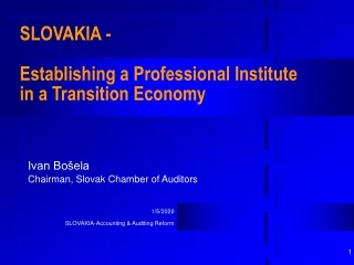 Ivan Bošela Chairman, Slovak Chamber of Auditors