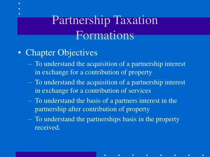 partnership taxation formations