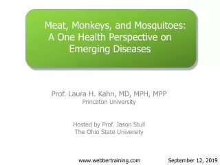 Meat, Monkeys, and Mosquitoes: A One Health Perspective on Emerging Diseases