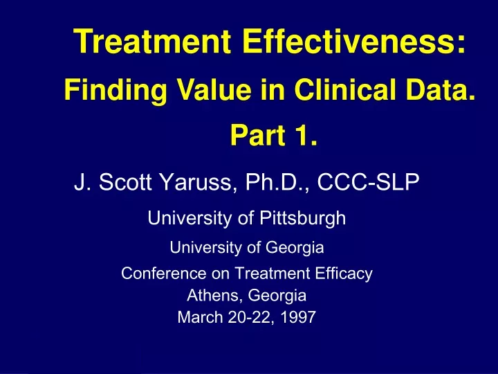 treatment effectiveness finding value in clinical data part 1